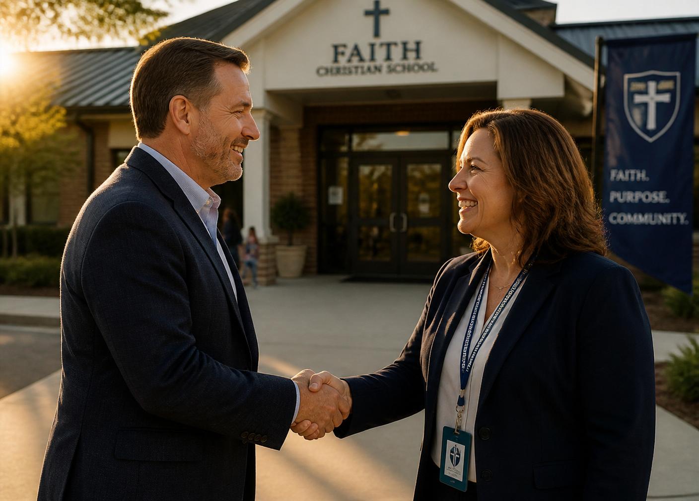 Christian business owner and school administrator partnering together